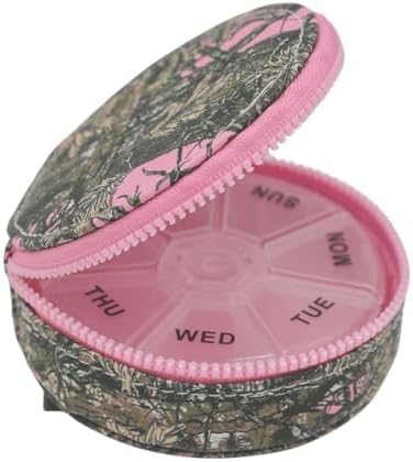 Simply Southern Weekly Pill Organizer, Removable 7-Day Pill Box, Travel Size (Camo Pink)