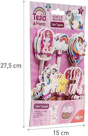 Dekora, Tesia Unicorn Cake Topper, Cake Birthday Supplies, 30 Units