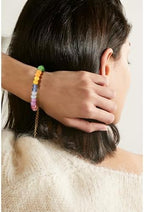 Gemstone Beaded Bracelet for Women Colorful Natural Stone Freshwater Pearl Surfer Beach Rainbow Bracelet Jewelry Gift