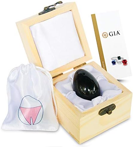 Obsidian Egg | Medium Jade Egg for Women | Huevo de Osidiana Negra with Drilled Hole | Kegel Exerciser, Pelvic Floor Muscle for Yoga & Massage - in Box with eCourse