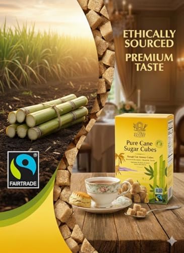 The Gilded Pantry Demerara Brown Sugar Cubes - Rough Cut, Unrefined Cane Sugar Lumps - Fair Trade & Non-GMO - Perfect for Cocktails, Coffee, Tea & Baking, 17.6 Oz