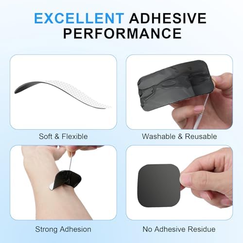 TENS Unit Reusable Electrode Pads for EMS Muscle Stimulator Massager, Self-Adhesive Latex-Free TENS Pads with Upgraded Self-Stick Performance for Electrotherapy, 10 Pairs 3 Sizes 2.0mm Pin