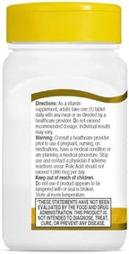 21st Century Folic Acid 400 mcg Tablets, 250 Count