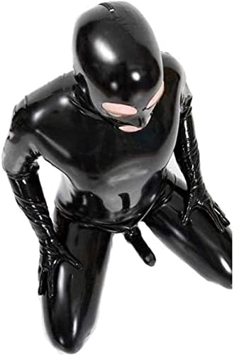 Men's Bodysuit Shiny Patent Black Leather cat Suit Full Body Sexy Latex Tight Zipper Jumpsuit Rubber Clothing