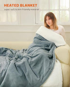 Electric Blanket Full Size 72"x84", Heating Blanket, Soft Flannel Heated Blanket, 9 Heating Levels,1-9 Hours Auto Off, Fast Heating, Overheat Protection, Machine Washable,Gifts for Woman, Gray