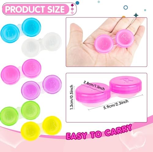 120 Pcs Contact Lens Cases Colorful Contact Lens Holder Box Cute Transparent Contact Cases Bulk Left/Right Eye Contact Lens Container for Travel, 6 Colors