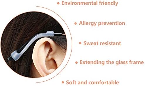 Frienda 12 Pairs Glasses Ear Cushion Silicone Eyeglass Ears Grip Anti Slip Glass Ear Hook Temple Tip Grippers(Black, White)