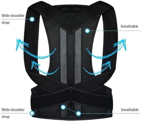 S-2XL Plus Size Posture Corrector for Men and Women Back Posture Brace Back Lumbar Clavicle Support Adjustable Posture Trainer Stop Slouching and Hunching (Black M)