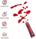 Fake Blood + Vampire Teeth Halloween Makeup Set, 1 OZ Washable Bright Fake Blood, Halloween White Teeth Fangs Teeth for Halloween Cosplay Party Favors