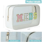 Medicine Bag Organizer & Travel Toiletry Bag for Women, clear makeup bag, Meds Patch & PVC, Meds Travel Bag - Ideal for Sunscreen, Pill Bags, Travel Medicine (white)