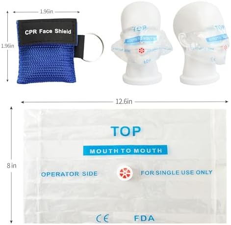 30 Counts CPR Pocket Mask Keychain, CPR Face Shield with One Way Valve Breathing Barrier for First Aid or CPR Training, AED Training(Three Colors)