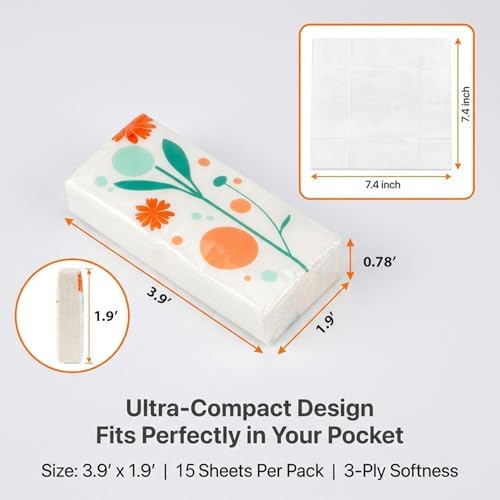 Travel Tissues - Pocket Tissues 15PCS Paper Packs Bulk Paper Travel Size 10 Count 3-Ply Pocket For Facial, Wedding, Party Favors, Toilet, Party, Wipes, Car, Handbags