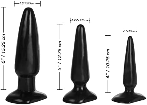 CalExotics Colt Anal Trainer Kit - 3 Piece Male Butt Plug Set - Waterproof Fetish Sex Toys for Couples - Black