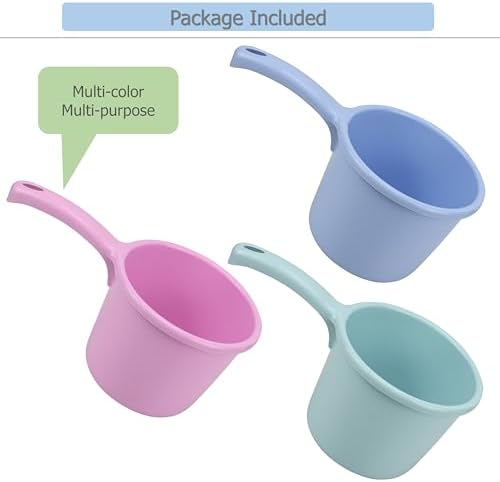 EIKS 3 Pack Plastic Water Ladle for Scooping & Dispensing Water, Used for Washing Hair Kitchen Garden Bath Cleaning Application