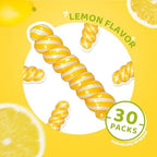 Twisty Lollipop, Yellow Twist Lollipops Individually Wrapped Bulk, Kid's Whirley Lollipops Candy for Decorating Birthday, 12g Lemon Flavor 30 Pack