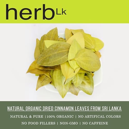 herbLk Premium Ceylon Cinnamon Dried Leaves (0.5 Oz / 15g) 30+ Whole Leaves, 100% Natural Leaves, Loose Leaf Tea, Organic, No Additives, No Caffeine, Vegan, Non-GMO, from Sri Lanka