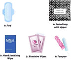 Menstrual Kit All-in-One 10 Pack | Convenience on The Go | Period Kit Pack for Travelling, Tweens & Teenager | Individually Wrapped Feminine Hygiene Product (Black Treads)