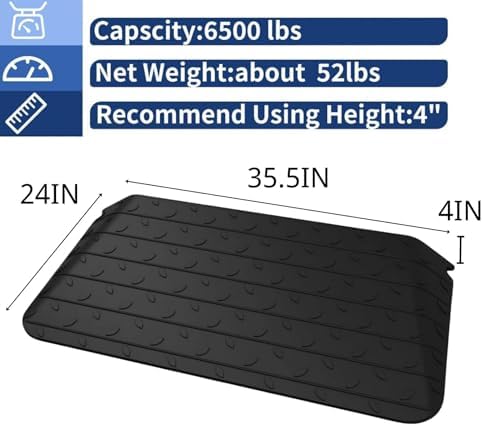 4 Inch Rise Threshold Ramp Anti-Slip Wheelchair Ramp Rubber Curb Ramp for Home Doorways 3 Feet Long 6500lbs Load Capacity(Anti-Slip Design)