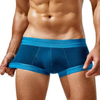 Mens Underwear Soft Ribbed Cotton Boxer Briefs for Men Low Rise Breathable Stretchy Comfort Pouch