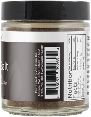 Viva Doria Hickory Smoked Sea Salt (Fine Grain) Hickorywood Salt (5 oz glass jar)