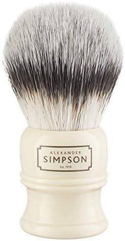 Alexander Simpsons Trafalgar 2 Shaving Brush - T2 Synthetic High Density Fibre Faux Handle Ivory - Simpson Shaving Brushes - Wet Shave Deluxe Thick & Luxurious Lather Dense Extra Soft Bristles