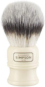 Alexander Simpsons Trafalgar 3 Shaving Brush - T3 Synthetic High Density Fibre Faux Handle Ivory - Simpson Shaving Brushes - Wet Shave Deluxe Thick & Luxurious Lather Dense Extra Soft Bristles