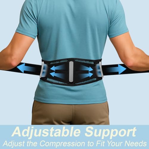 Thin & Lightweight Back Brace for Lower Back Pain Relief – Slim, Breathable Back Support Brace for Sciatica, Herniated Disc – Adjustable Lumbar Support Belt for Men & Women, All Day Comfort