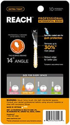 Reach Interdental Brush Cleaners, 0.7mm, Extra Tight, Sensitive Gum Protection, Plaque Remover for Teeth, Braces Flossers, Braces Brush, Dental Toothbrushes, Oral Care, 1 Pack, 10 Count