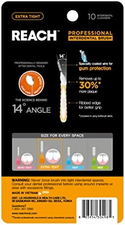 Reach Interdental Brush Cleaners, 0.7mm, Extra Tight, Sensitive Gum Protection, Plaque Remover for Teeth, Braces Flossers, Braces Brush, Dental Toothbrushes, Oral Care, 1 Pack, 10 Count