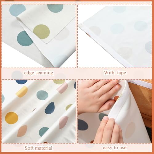 4 Pcs Classroom Cabinet Curtains for Shelves 24.02 x 24.61 Inches Self Adhesive Curtains for School Kindergarten Daycare Primary School Classroom Playroom (Morandi Dots)