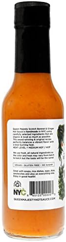 Queen Majesty Hot Sauce - Scotch Bonnet & Ginger Hot Sauce, 5 Fl Oz (2 Pack) - All Natural, Vegan, Gluten Free, Sugar Free, Made in the USA, Featured on Hot Ones