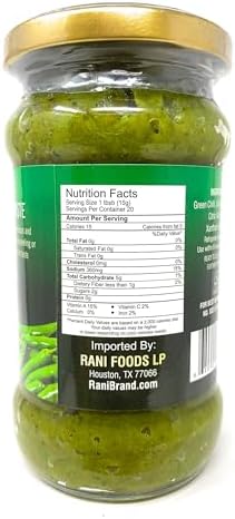 Rani Green Chilli Cooking Paste 10.58oz (300g) Glass Jar ~ Vegan | Gluten Free | NON-GMO | No Colors | Indian Origin