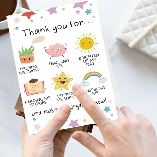 YiKaLus Cute Thank You Card for Teachers, Great Teacher Appreciation Gifts for Men Women, Thank You for Helping Me Grow Card, Best Teacher Appreciation Gift Ideas from Students