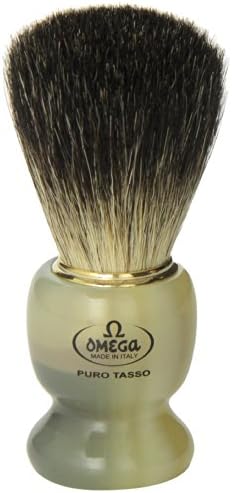 Omega 63171 Stripey 100% Pure Badger Shaving Brush with Stand