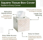 CHI AN HOME 5.8” Capiz Tissue Box Cover, Square Decorative Tissue Holder with Bottom Slider, Handmade Bathroom Accessories, Elegant White Cube for Vanity, Bedroom, Office & Coastal Décor (Natural)