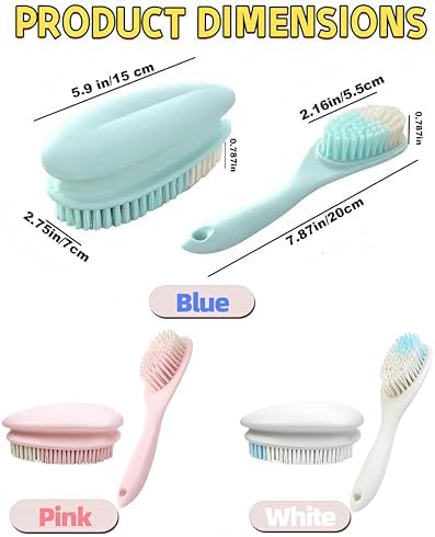 2 Pack Soft Bristle Cleaning Scrub Brush Laundry Brush Scrubber Brush for Clothes, Carpet and Fabric Stain Removal, Scrubbing Brush with Ergonomic Handle (Blue)