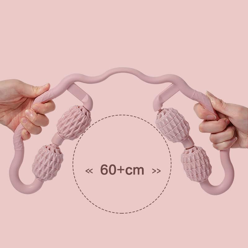 TOMOO 4 Wheels Muscle Roller Massager - 360 Circular Leg Clamps for Leg, Neck, Hand, Arm Muscle Relaxation - Indoor Sports, Yoga, Bodybuilding Equipment (Beige)