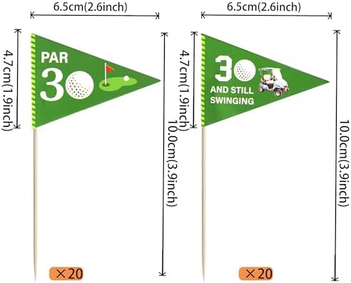 Rsstarxi 40 Pack Golf Toothpick Flags Cupcake Toppers Lets Partee Golf 30th Birthday Decorations for Man and Women 30 Birthday Golf Party Cake Decorations Favor