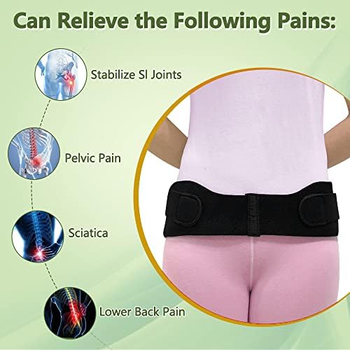 Zelen Sacroiliac Si Joint Belt for Women Men, Sacroiliac Belt Pelvic Brace, Hip Trochanteric Band for Hip Pain, Lower Back Support Brace, Pelvic Tilt Corrector, Sciatia, Si Joint Pain Relief
