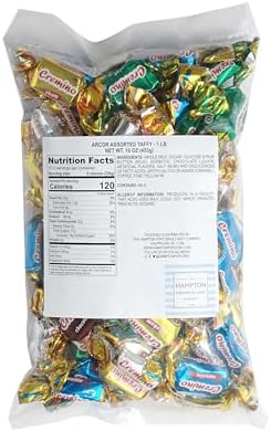 Arcor Candy Assorted Toffee Chews, 1 Pound Bulk Candy (Approx 75 Pieces), Individually Wrapped Toffee Candy, The Hampton Popcorn & Candy Company