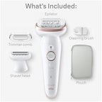 Braun Epilator Silk-épil 9, Hair Removal Device, Women Shaver & Trimmer, Pivoting Head, Wet and Dry Epilator, Includes Shaver Head and Trimmer Comb, SES9-030