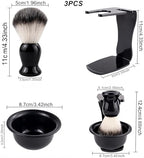 3 Pcs Black Shaving Brush Stand, Razor Stand and Shave Brush Stand Set, Bathroom Shaving Accessory Organizer for Wet Shaving Durable Design for Men
