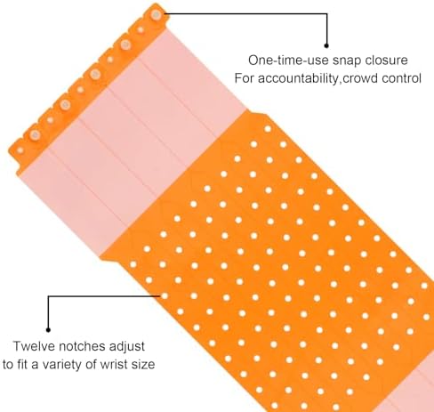 100pcs Vinyl Wristbands Hospital Identification Bands,Waterproof Adjustable Medical Wristband,Disposable Snap Wristband for Hospital (Orange)