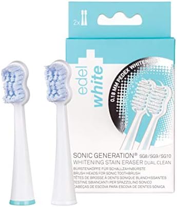 edel+white Sonic Generation 8 Tooth Whitening Stain Eraser Dual Clean Brush Heads