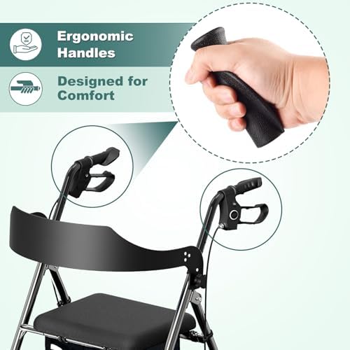 2 Pcs Universal Rollator Hand Grip for Rolling Walker Replacement,Wheelchair, Left and Right Hand Grips for Drive Rollator,Black