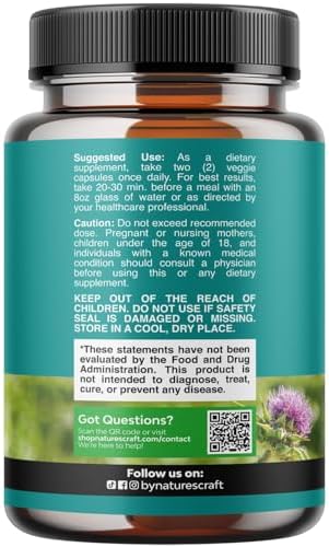 Natures Craft Liver Cleanse Detox & Repair 120 Capsules - Herbal Liver Support Milk Thistle Supplement - Silymarin Milk Thistle Supplements with Dandelion Root, Choline, Beetroot & Artichoke Extract