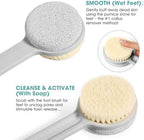 Callus Remover for Feet & Foot Scrubber - Upgraded Dual Sided Pedicure Tools for feet with Natural Pumice Stone and Nylon Brush, Foot Brush for Dead Skin Care, 14.2"x1.8", Hanging Hole Design(Gray)