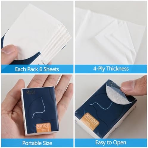 100 Packs Pocket Facial Tissues, 4 Ply Mini Tissue Packs Travel Size