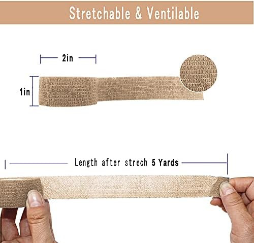 [12 Pack-1" x5Yards] MINGYUE Self Adhesive Bandage Wrap,Athletic Tape,Sports Tape,Wrist and Ankle Wrap Tape,Cohesive Bandage for Vet Tape(Skin Color)