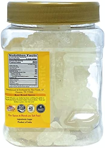 Rani Thread Misri (Rock Sugar/Dhaga Mishri) 17.5oz (1.1lbs) 500g PET Jar ~ All Natural | Gluten Friendly | No Colors | Vegan | Kosher | Indian Origin